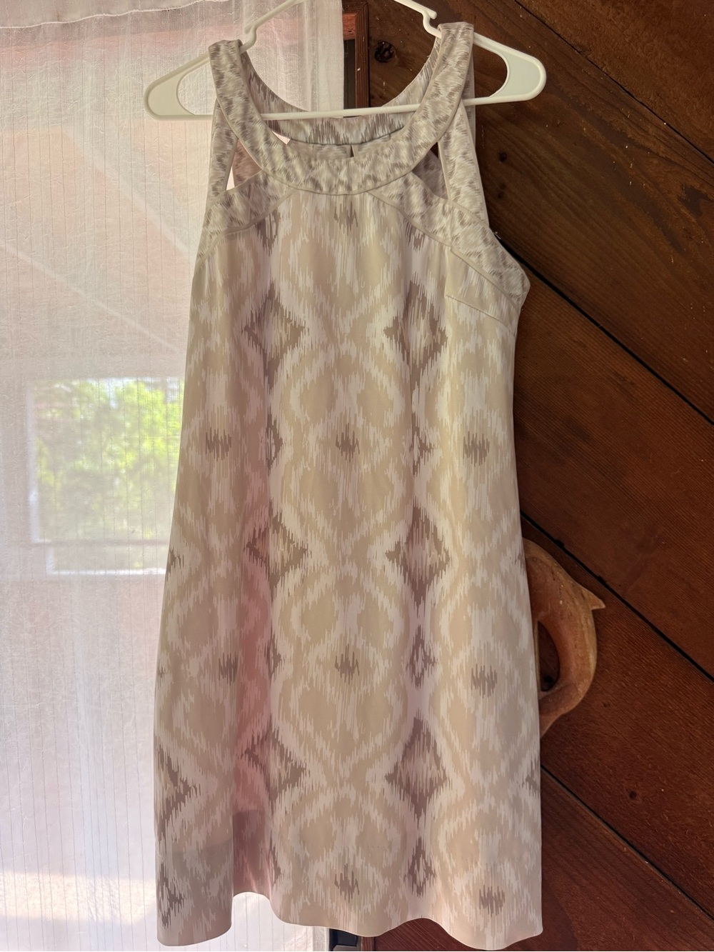 Gretchen Scott Designs Cream and Taupe Patterned Sleeveless Dress